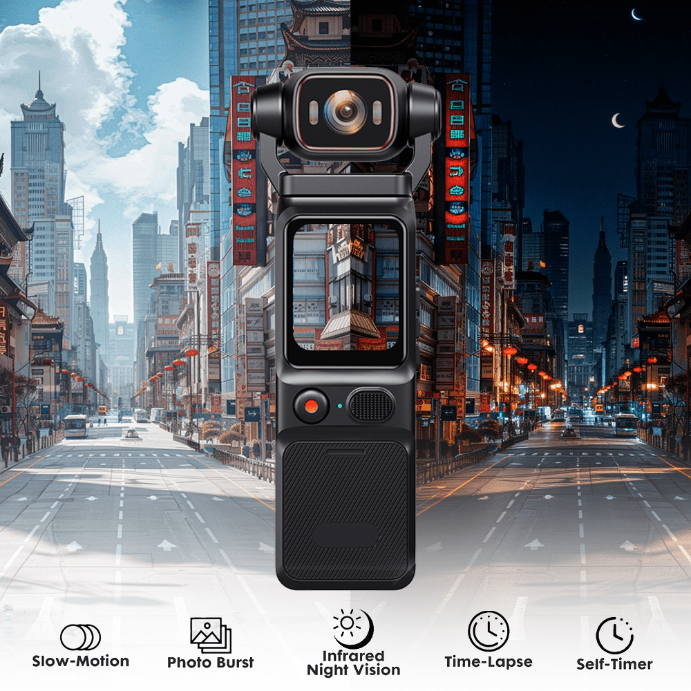 4K HD Video Recording Camera - Portable, Rechargeable Vlogging Camera, 48MP 160° Wide Angle 180° Rotatable Lens, Vlogging Camera With Gyro Stabilization, Time Lapse\u002F Slow Motion, 4K 60FPS, Sports (H.265, 30X Fast Motion, )