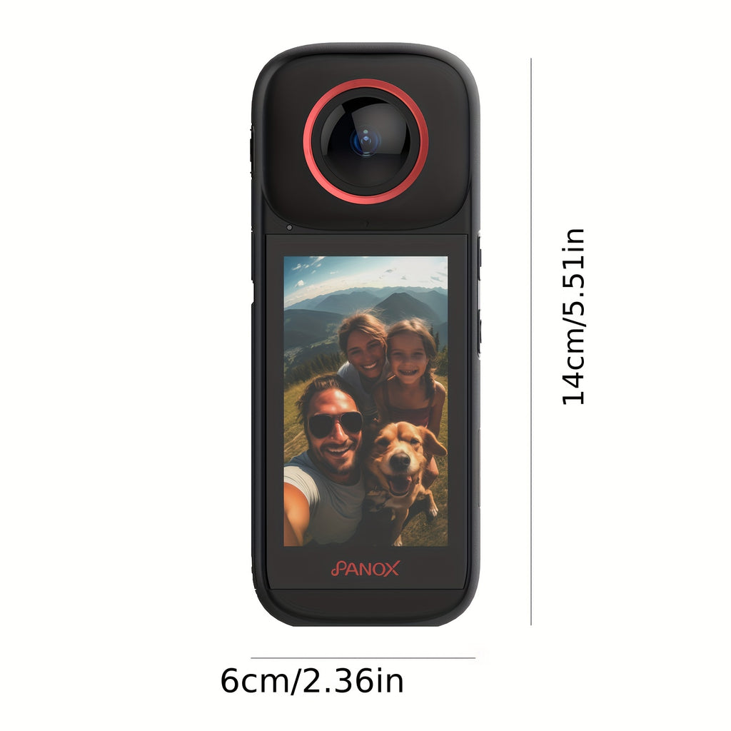 8k 360 WiFi GPS Motorcycle Action Camera Split-Screen Shooting In-Camera Editing, 3 Inch Display, Invisible Selfie Stick, Lens Guards+Protect Case, Micro SD Card For Sports, Travel