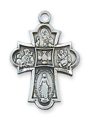 Four-Way Medal on 18" Chain - Silver or Gold