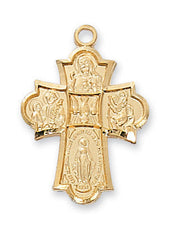 Four-Way Medal on 18" Chain - Silver or Gold