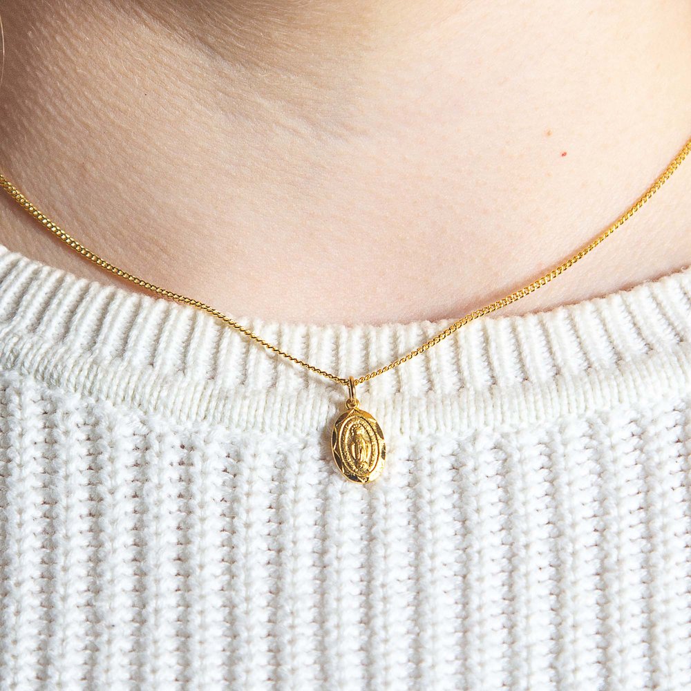 Petite Miraculous Medal Necklace – Gold or Sterling Silver