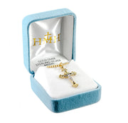 Two-Tone Scalloped Crucifix Necklace – Gold or Sterling Silver
