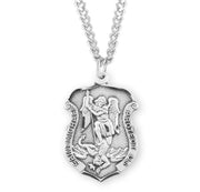 St. Michael Laser Cut Shield Medal Necklace – Gold or Sterling Silver
