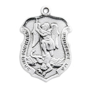 St. Michael Laser Cut Shield Medal Necklace – Gold or Sterling Silver
