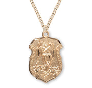 St. Michael Laser Cut Shield Medal Necklace – Gold or Sterling Silver