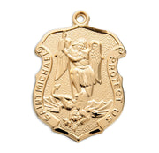 St. Michael Laser Cut Shield Medal Necklace – Gold or Sterling Silver