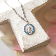 Enameled St. Benedict Medal Necklace – Blue/Silver or Black/Gold