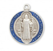 Enameled St. Benedict Medal Necklace – Blue/Silver or Black/Gold