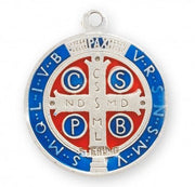 Enameled St. Benedict Medal Necklace – Blue/Silver or Black/Gold
