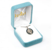 Enameled St. Benedict Medal Necklace – Blue/Silver or Black/Gold