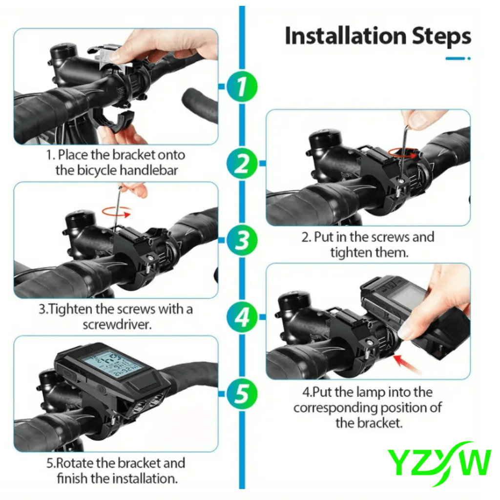 3in1 GPS Bicycle Computer, Strong LED Headlight + GPS Speedometer + Horn, Bike Speedometer, Ideal for Mountain And Road Bikes, Cycling Compture, Bicycle Computer Extension Bracket, Wireless Bike Odometer, Outdoor Cycling Accessories, Christmas Gift