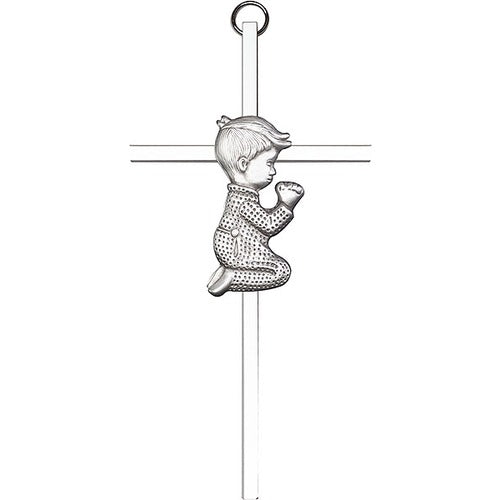 Praying Boy & Girl Children's Wall Cross – Gold or Silver