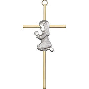 Praying Boy & Girl Children's Wall Cross – Gold or Silver