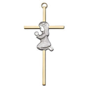 Praying Boy & Girl Children's Wall Cross – Gold or Silver