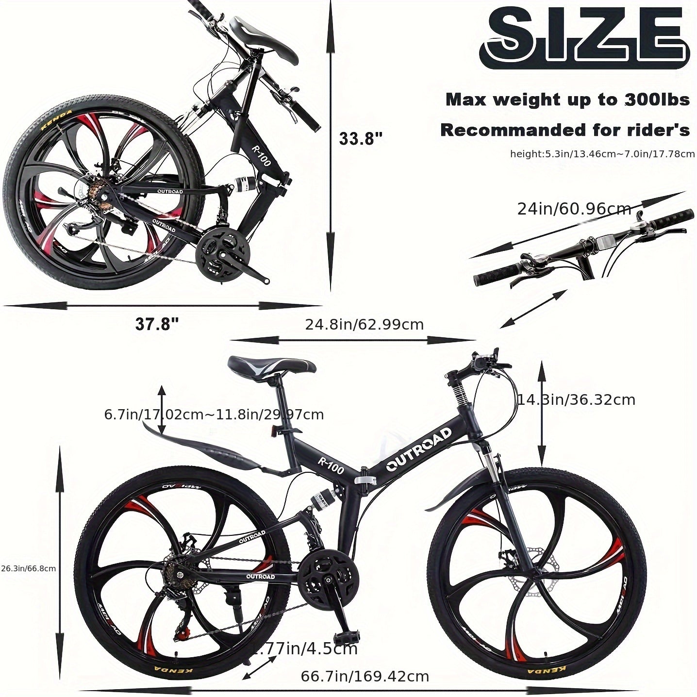 26 Inch Full-Suspension Folding Bike 26-Speed MTB with High-Carbon Steel Frame & Alloy Rims, Dual Disc Brakes & Foldable Design - Heavy-Duty Adult Folding Bicycle for Men\u002FWomen, Off-Road, Trail, Urban Commute ()