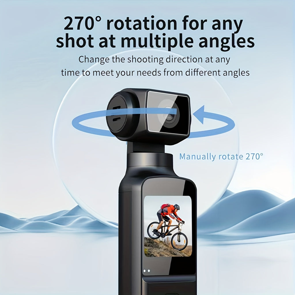 4K, Portable 4K HD Video Recording Camera - Portable, Rechargeable, Vlogging Camera, 4k Handheld Stabilizer Pocket Action Camera Gimbales | 4k Handheld Stabilizer | Magnet | 270° Viewing Angle, Body Camera, US Effect, USB Charging 270° Swivel, 1.33 \