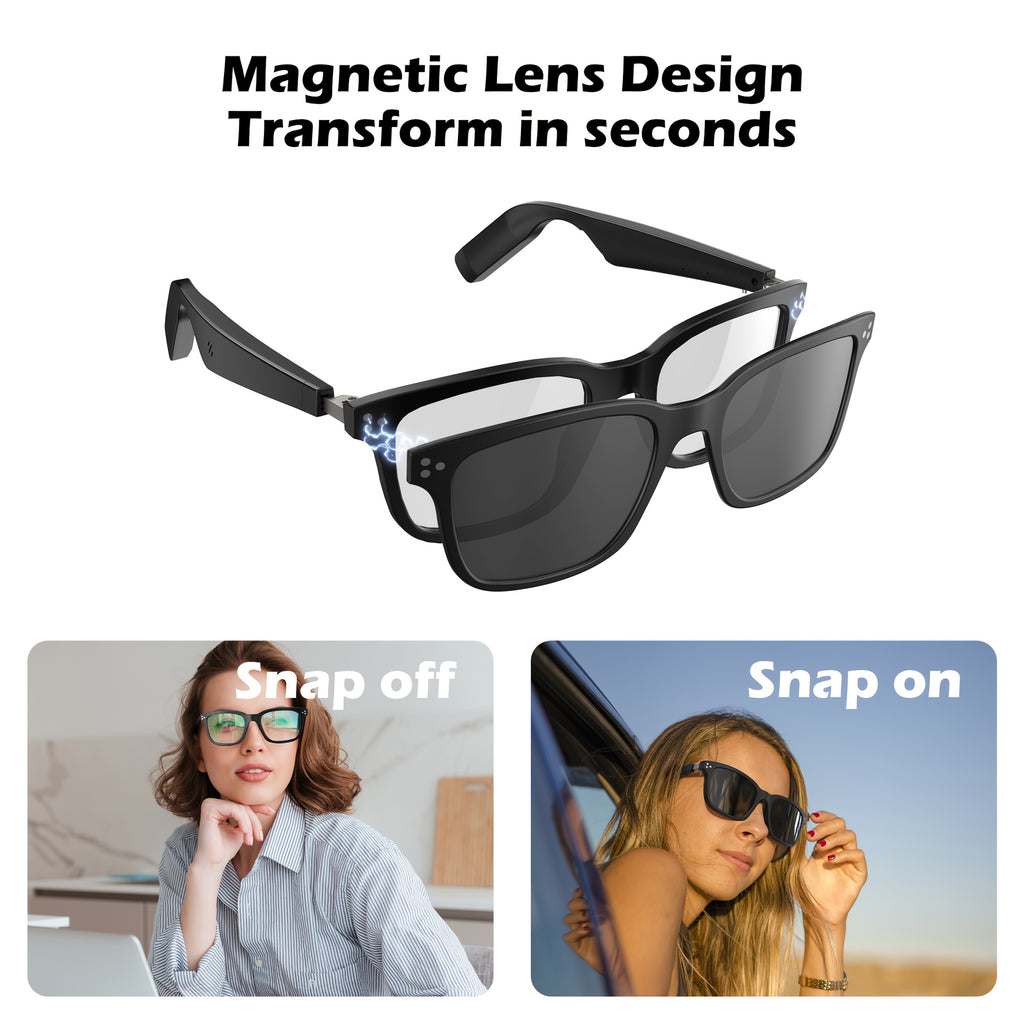 Smart Glasses with, Headphones & Built- Mic\u002FSpeaker - Open-Ear Audio, -Free Navigation, All--One Hands-Free Smart Eyewear for &,,, (Non-Prescription)