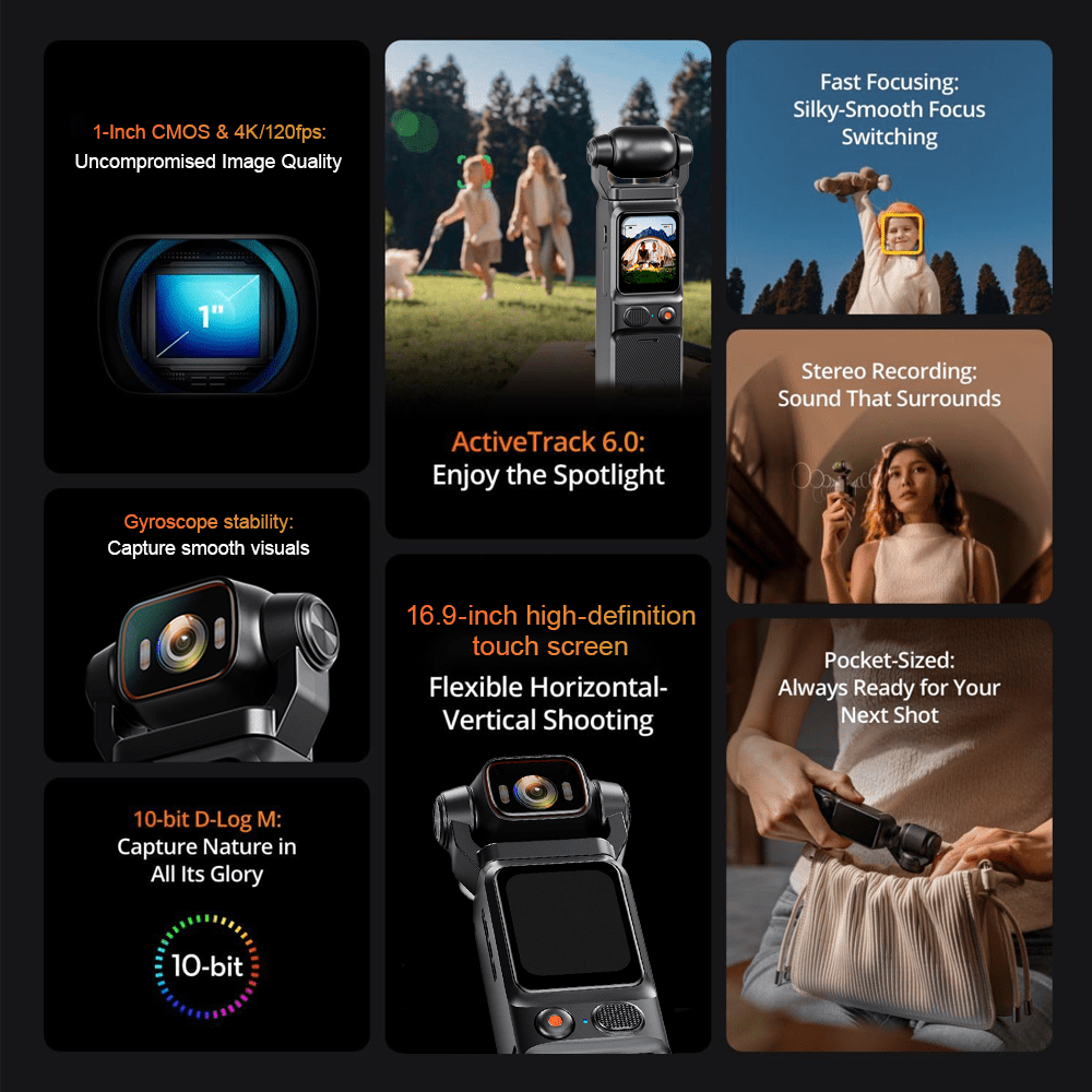 4K HD Video Recording Camera - Portable, Rechargeable Vlogging Camera, 48MP 160° Wide Angle 180° Rotatable Lens, Vlogging Camera With Gyro Stabilization, Time Lapse\u002F Slow Motion, 4K 60FPS, Sports (H.265, 30X Fast Motion, )