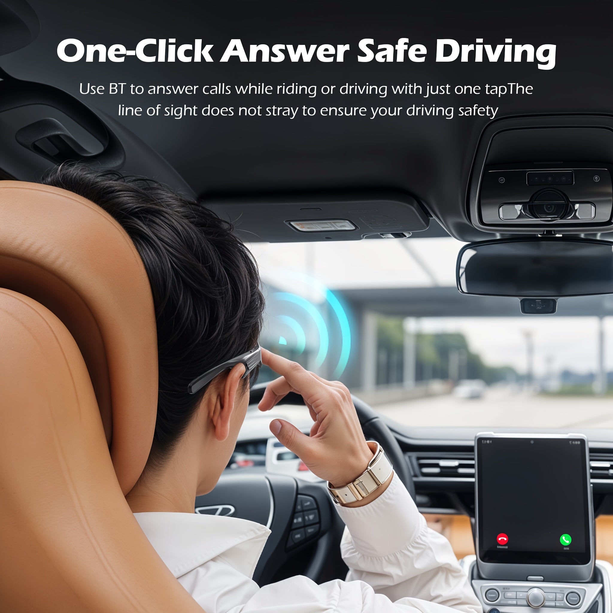 Hands-Free Smart Glasses - Built-In Speakers, Mic, For Activities