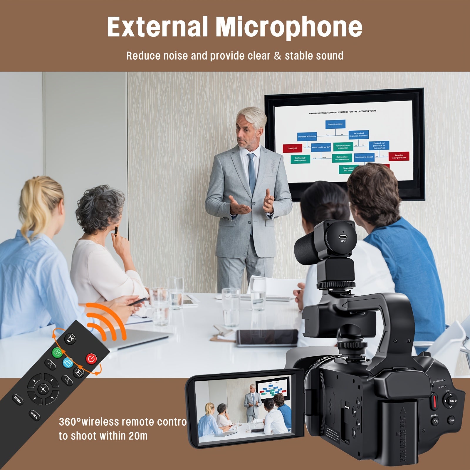 6K 64MP Video Camera Camcorder, 18X Digital Zoom IR Night Vision Vlogging, 4.0\