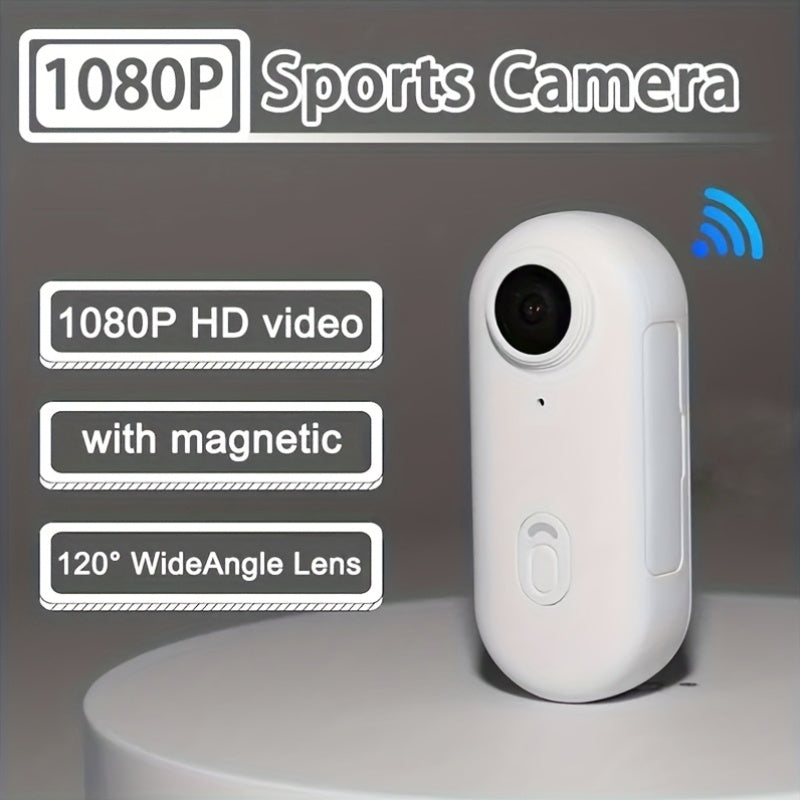 1080P UHD Mini WIFI Action Camera 32&128GB Thumb POV Portable Body Cam Wearable Video Recorder with Magnetic Lanyard, Helmet Mount, Pocket Sport DV for Bike Cycling, Motorcycle, Pet, Vlogging(White, Black), Motorcycle Riding, Pet Monitoring