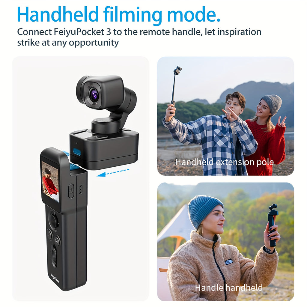 FeiyuTech Pocket 3 Detachable 3-Axis Gimbal Stabilized Action Camera, 12MP, 130° FOV, 1\u002F2.3\