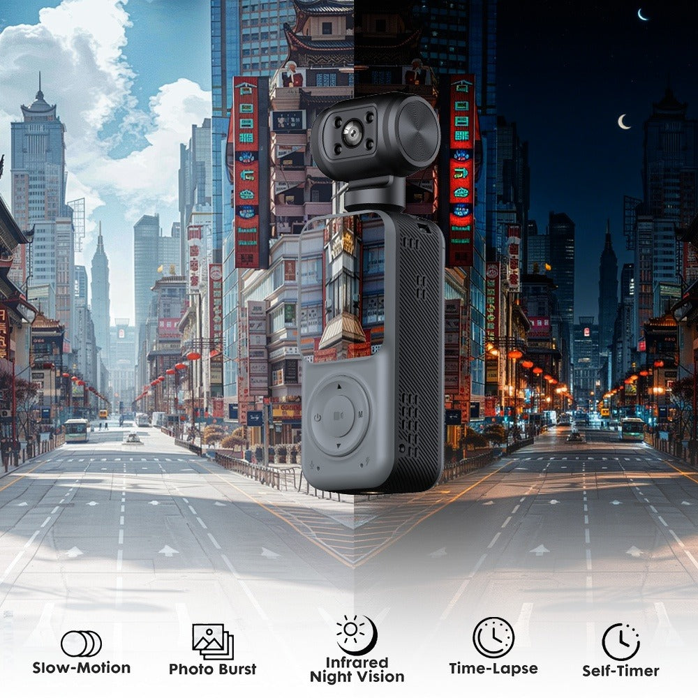 2025 New 2K Handheld Stabilizer Pocket Action Camera Gimbal with 270° Rotation, 1.3\