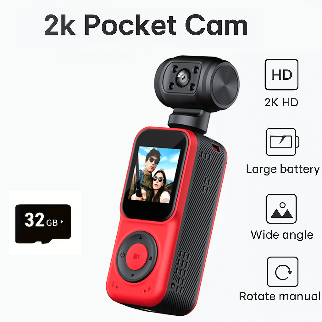 2025 New 2K Handheld Stabilizer Pocket Action Camera Gimbal with 270° Rotation, 1.3\