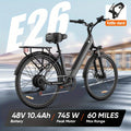 E26 Electric Bike - 745w Peak Power Monster! 60-mile Max Range with 48V 7.5Ah\u002F10.4ah Lithium Battery - 26\