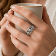 Openwork Floral CZ Ring