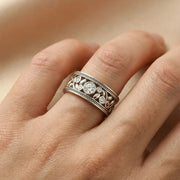 Openwork Floral CZ Ring