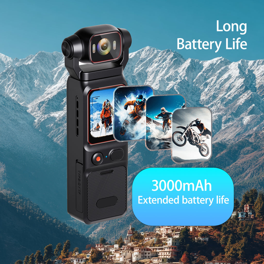 Portable HD Action Camera with Gyro Stabilizer & Anti-Shake, 180° Rotatable Lens, Extended Battery Life, Slow Motion & Loop Recording - Vlogging Camera for VR\u002F360 Video, FPV, Outdoor Shooting, Compatible with TF Card (No \u002F)