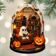 Create Your Own Personalized Reading Nook With Ghost and Pumpkin - Personalized Custom Wood Ornament, Custom Shaped - BLV002_WDO