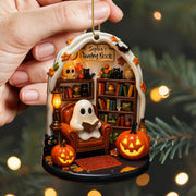 Create Your Own Personalized Reading Nook With Ghost and Pumpkin - Personalized Custom Wood Ornament, Custom Shaped - BLV002_WDO