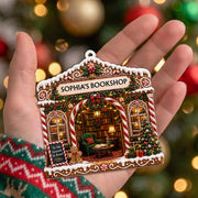Tis The Season To Read Bookshop Gingerbread House With Books - Personalized Custom Wood Ornament, Custom Shaped - BLV119_WDO