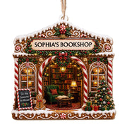 Tis The Season To Read Bookshop Gingerbread House With Books - Personalized Custom Wood Ornament, Custom Shaped - BLV119_WDO