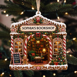 Tis The Season To Read Bookshop Gingerbread House With Books - Personalized Custom Wood Ornament, Custom Shaped - BLV119_WDO