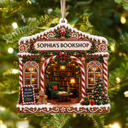 Tis The Season To Read Bookshop Gingerbread House With Books - Personalized Custom Wood Ornament, Custom Shaped - BLV119_WDO