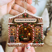 Tis The Season To Read Bookshop Gingerbread House With Books - Personalized Custom Wood Ornament, Custom Shaped - BLV119_WDO