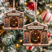 Tis The Season To Read Bookshop Gingerbread House With Books - Personalized Custom Wood Ornament, Custom Shaped - BLV119_WDO