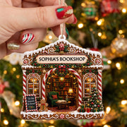 Tis The Season To Read Bookshop Gingerbread House With Books - Personalized Custom Wood Ornament, Custom Shaped - BLV119_WDO