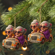 Let's Be Friends 'Til We're Old And Bonkers, Elderly Women, Car - Personalized Double Layer Wood Ornament - BST238_DWO