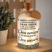 Merci D'être Ma Sœur De Cœur Best Friends Leopard Art - Personalized Short Bottle Light - BST580_SBOLI