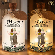 Merci D'être Ma Sœur De Cœur Best Friends Leopard Art - Personalized Short Bottle Light - BST580_SBOLI