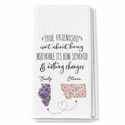 True Friendship Isn't About Being Inseparable With Custom State Art Flowers - Personalized Kitchen Towel - BST715_TOWL