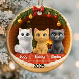 Celebrate Your Furry Friends With Festive Kittens - Personalized Custom Ceramic Ornament With Round Shape - CAT034_RCE