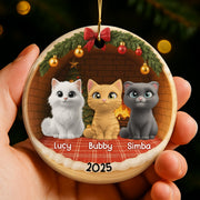 Celebrate Your Furry Friends With Festive Kittens - Personalized Custom Ceramic Ornament With Round Shape - CAT034_RCE