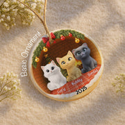 Celebrate Your Furry Friends With Festive Kittens - Personalized Custom Ceramic Ornament With Round Shape - CAT034_RCE