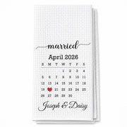 Married Calendar With Heart Special Date Design - Personalized Kitchen Towel - CPL1725_TOWL