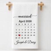 Married Calendar With Heart Special Date Design - Personalized Kitchen Towel - CPL1725_TOWL